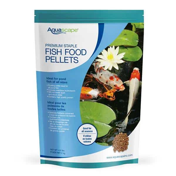 Aquascape Premium Staple Mixed Fish Food Pellets are formulated for everyday use and provide your pond fish with the nutrition they need to thrive at an affordable price. The mixed pellet size provides small, medium, and large pellets, ideal for ponds containing a variety of fish sizes. All Aquascape fish foods contain probiotics that aid in digestion and reduce fish waste, while the high-quality protein included helps to optimize growth rates. The floating pellets contain stabilized vitamin C and other quality ingredients and are scientifically formulated for all pond fish, including koi and goldfish. Aquascape fish food will not break apart during feeding, helping to maintain clear water conditions.